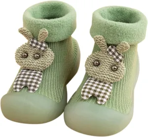 Baby Toddler Sock Shoes Kids Soft Rubber Sole Shoes Breathable Cotton First Walking Shoes Anti-Slip Floor Slippers