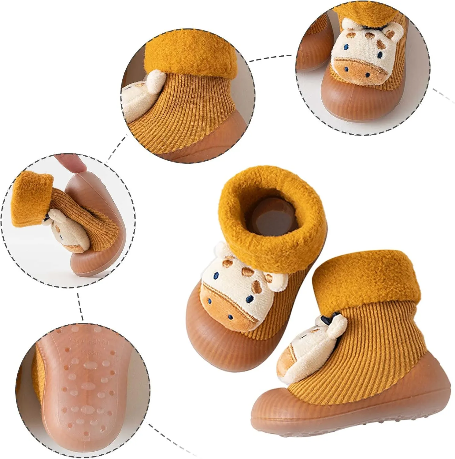 Baby Toddler Sock Shoes Moccasins Non-Slip Soft Comforter Toddler Walkers Cozy Warm Shoes Booties Prewalker