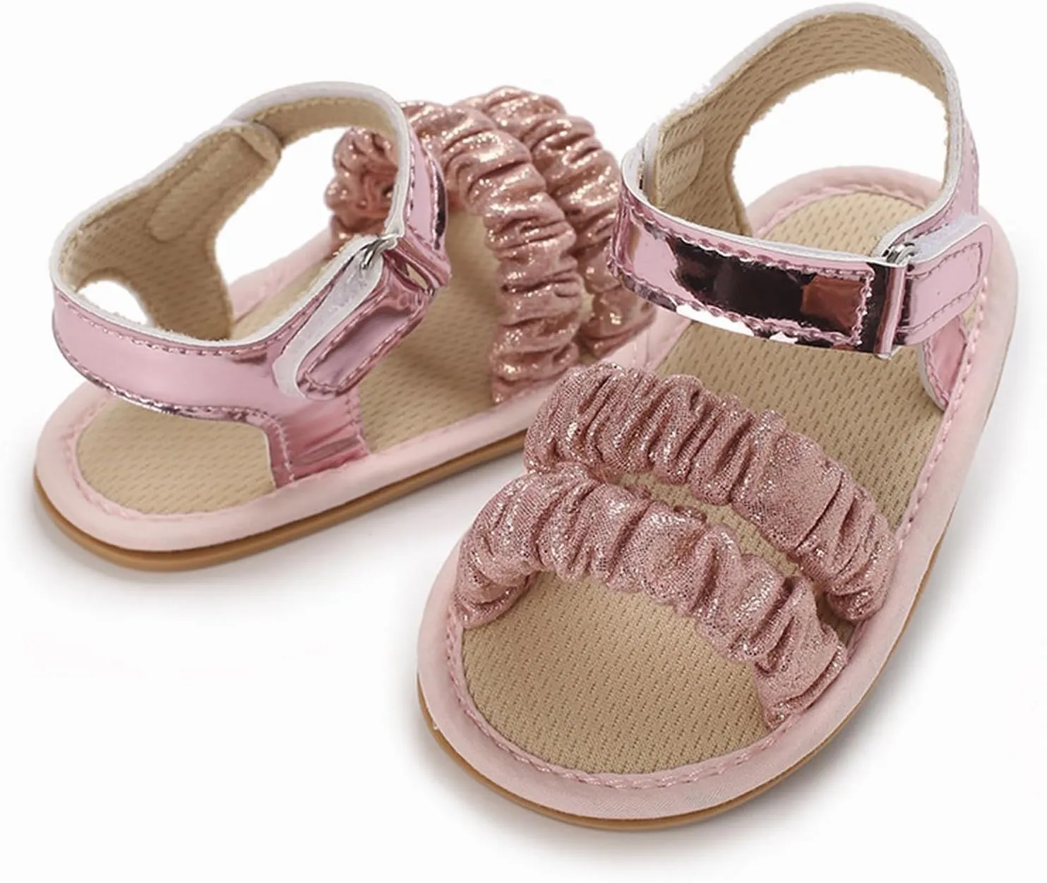 Baby Walking Shoes Baby Girls Sandals Ruffle Bowknot Premium Soft Sole Open Toe Breathable Summer Outdoor Shoes