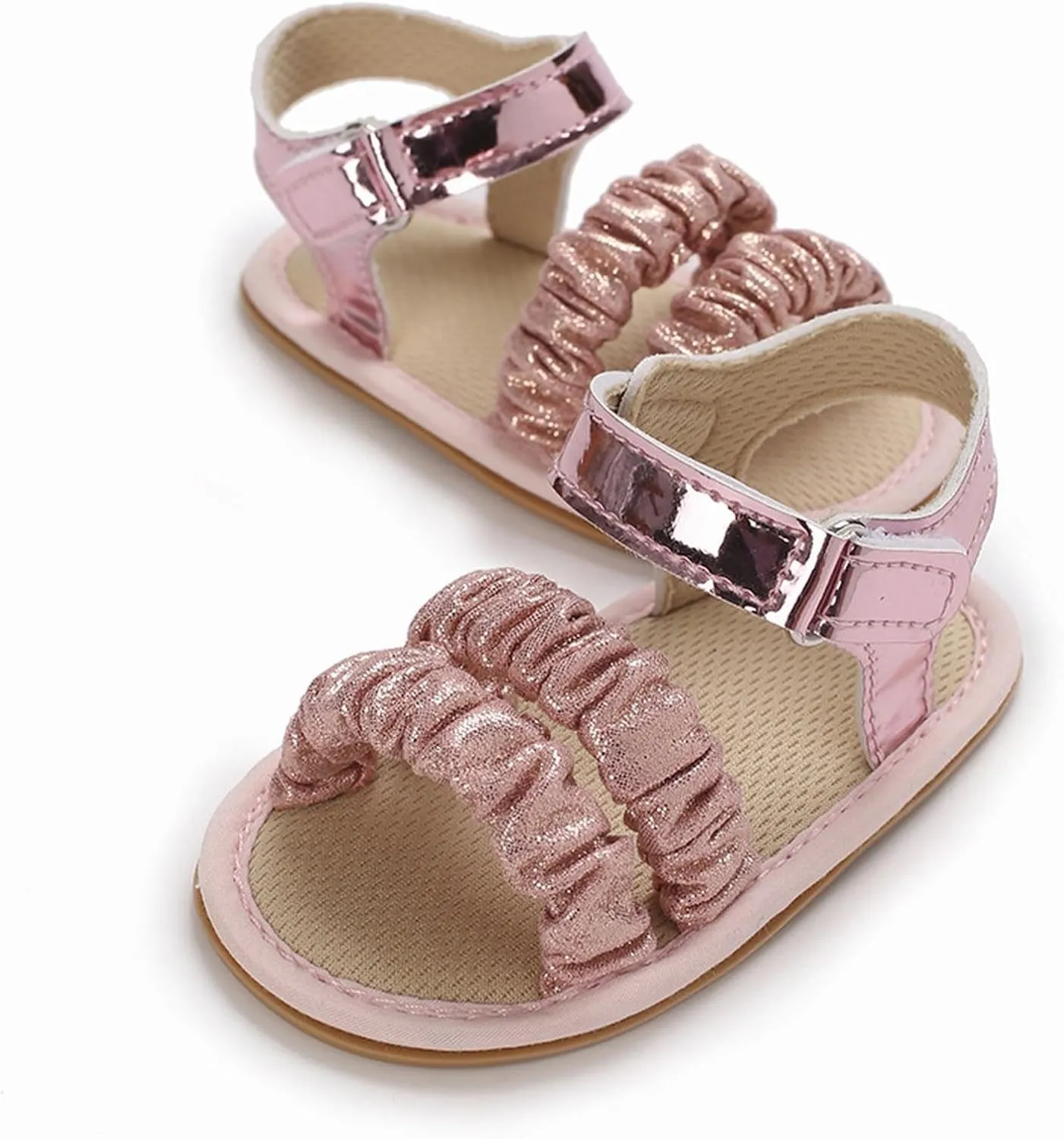 Baby Walking Shoes Baby Girls Sandals Ruffle Bowknot Premium Soft Sole Open Toe Breathable Summer Outdoor Shoes