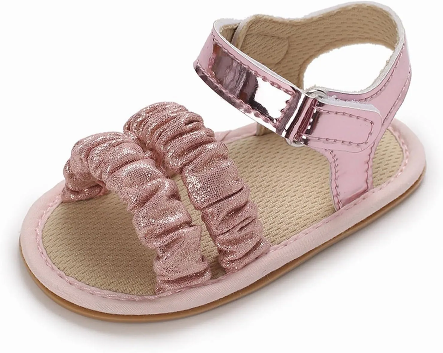 Baby Walking Shoes Baby Girls Sandals Ruffle Bowknot Premium Soft Sole Open Toe Breathable Summer Outdoor Shoes