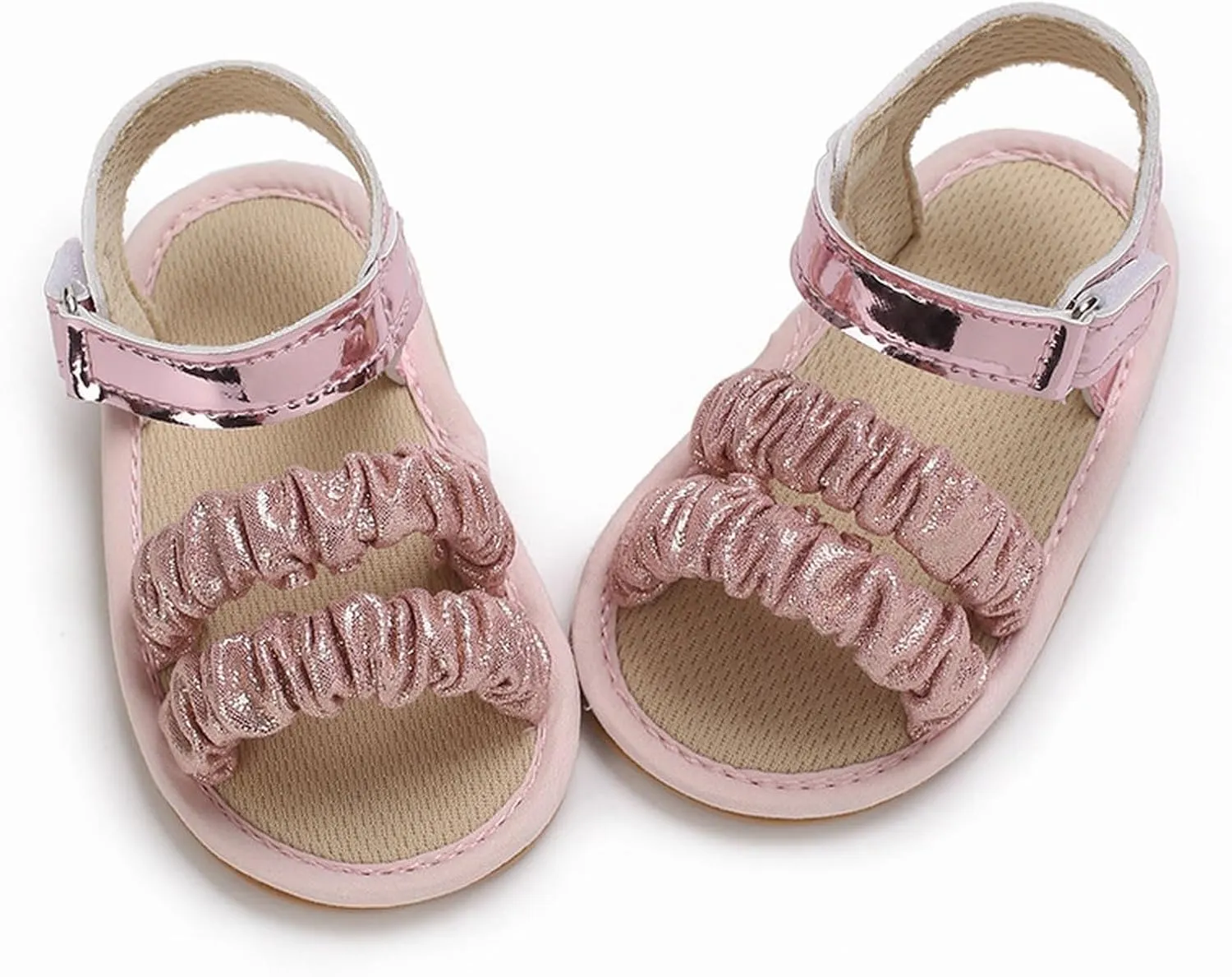 Baby Walking Shoes Baby Girls Sandals Ruffle Bowknot Premium Soft Sole Open Toe Breathable Summer Outdoor Shoes