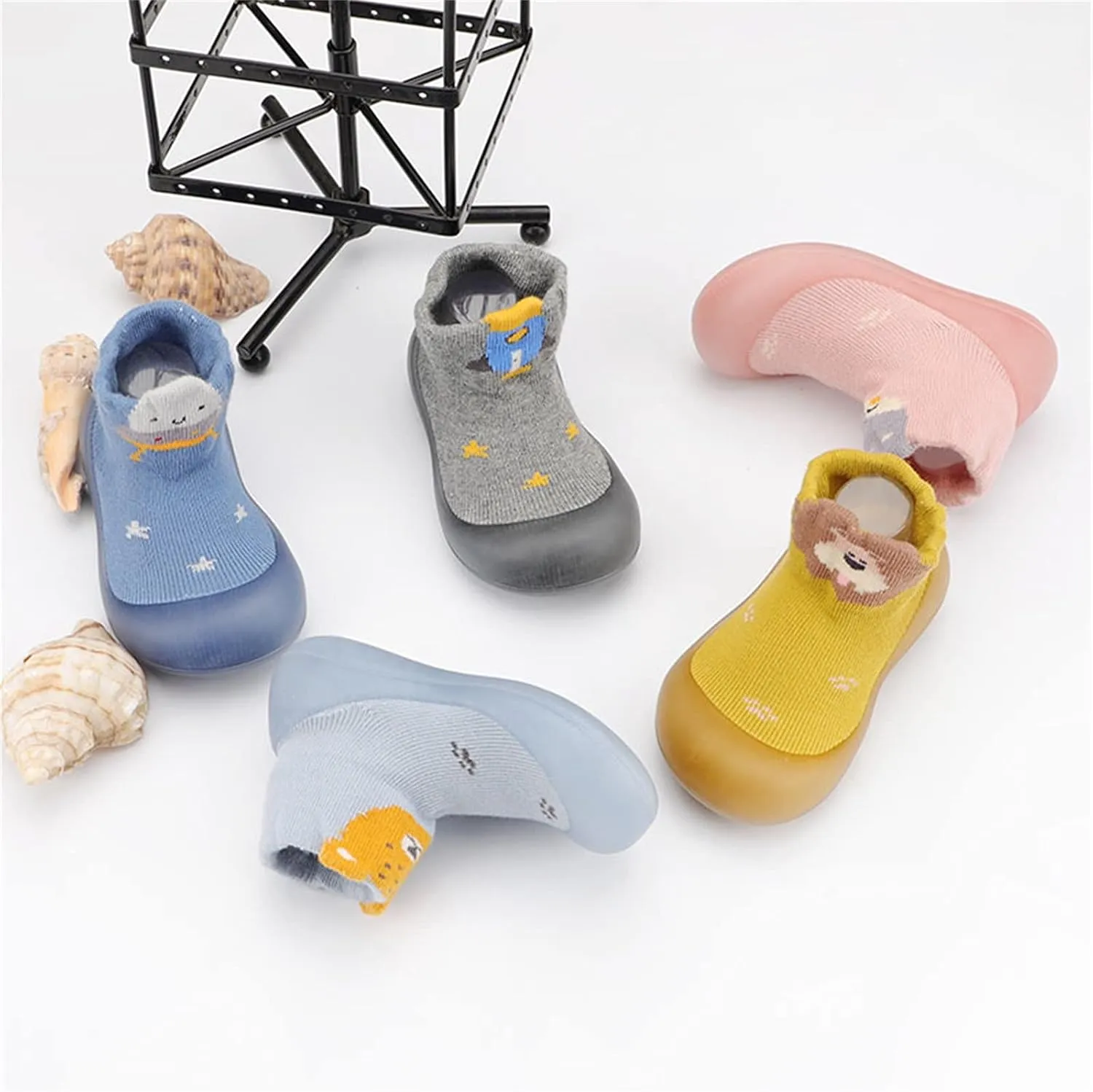 Baby Walking Sock Shoes Infant Non-Slip Breathable Slippers With Soft Rubber Sole Baby Rubber Sole Foot Rubber Sock