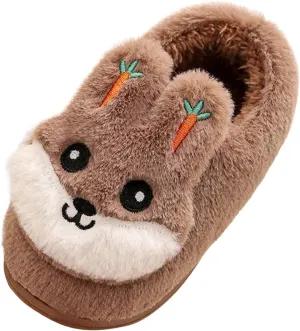 Boys Girls Plush House Slippers Cozy Furry Slippers Winter Warm Fur Lined Indoor House Home Shoes Winter House Shoes