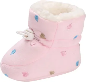 Cartoon Shoes for Baby Soft Sole Shoes Fleece Warm Short Boots Shoes Fashion Printing Non Slip (Pink, 4 Infant)