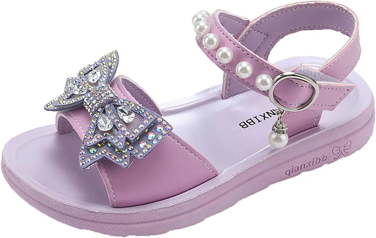 Child and Toddler Baby Girls Shoes Soft Sole Anti Slip Shoes Outdoor Bowknot Sandals Summer (Purple, 33 Big Kids)