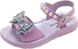 Child and Toddler Baby Girls Shoes Soft Sole Anti Slip Shoes Outdoor Bowknot Sandals Summer (Purple, 33 Big Kids)