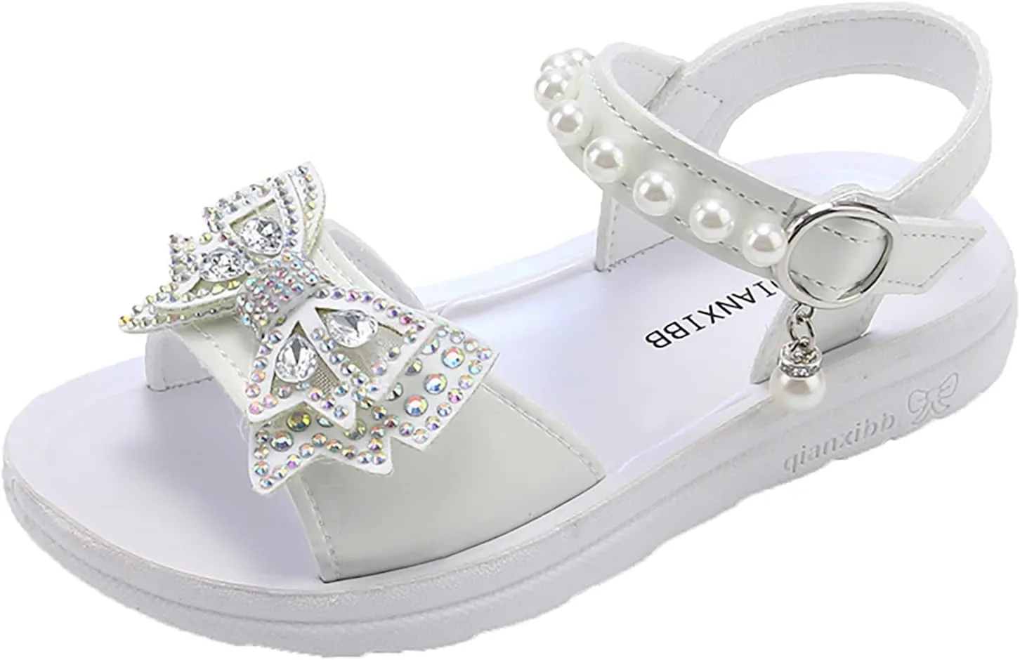 Child and Toddler Baby Girls Shoes Soft Sole Anti Slip Shoes Outdoor Bowknot Sandals Summer (White, 30 Little Child)
