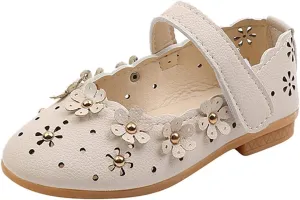 Children Flat Sole Foot Warmer Girls Princess Shoes Flower Shoes Hollow Flower Shoes Soft Sole Princess Sandals