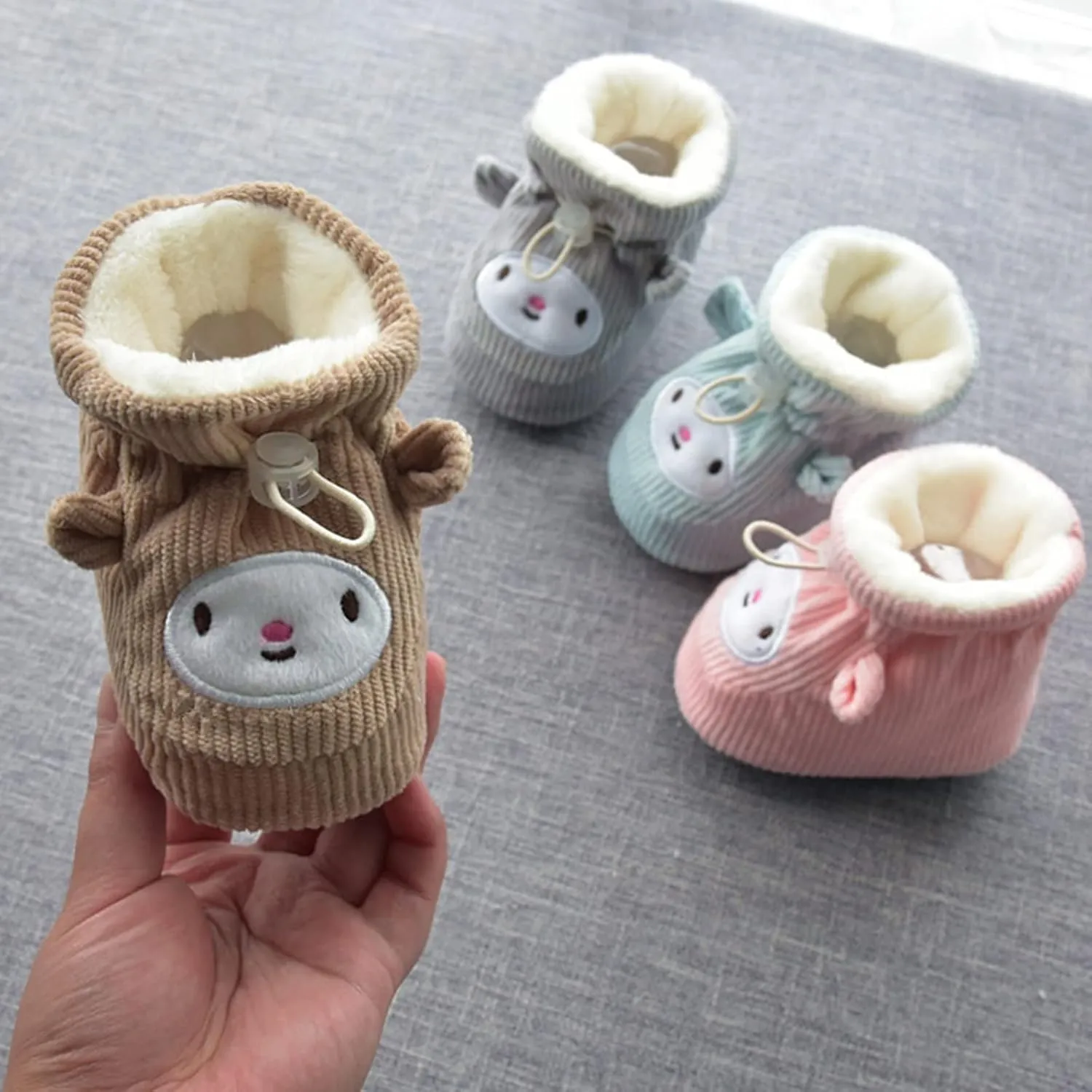 Children Floor Boots Toddler Shoes Cotton Shoes Plus Velvet Thick Warm Soft Soles Cute Shoes Kids Boots for Girls