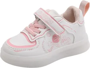 Children LED Lighting Casual Shoes Students White Pink Cute Soft Sole Sport Sneakers for Toddler