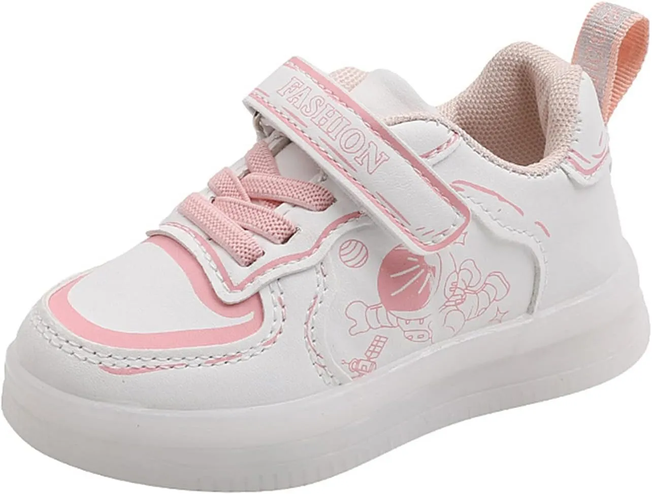 Children LED Lighting Casual Shoes Students White Pink Cute Soft Sole Sport Sneakers for Toddler