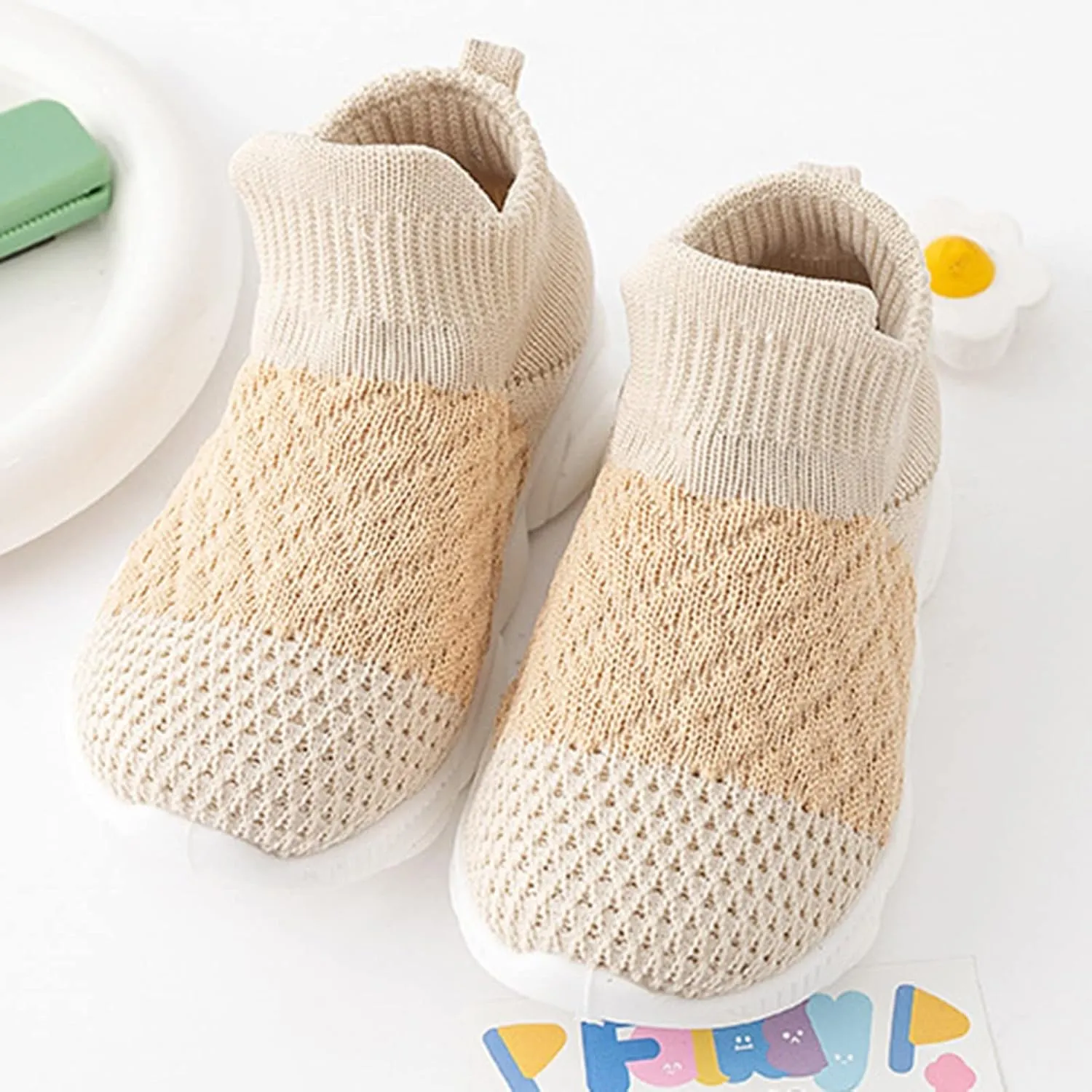Children Shoes Fashion Thick Breathable Sneakers Baby Toddler Shoes Mesh Children Solid Color Girls Slip on Shoes Size 2