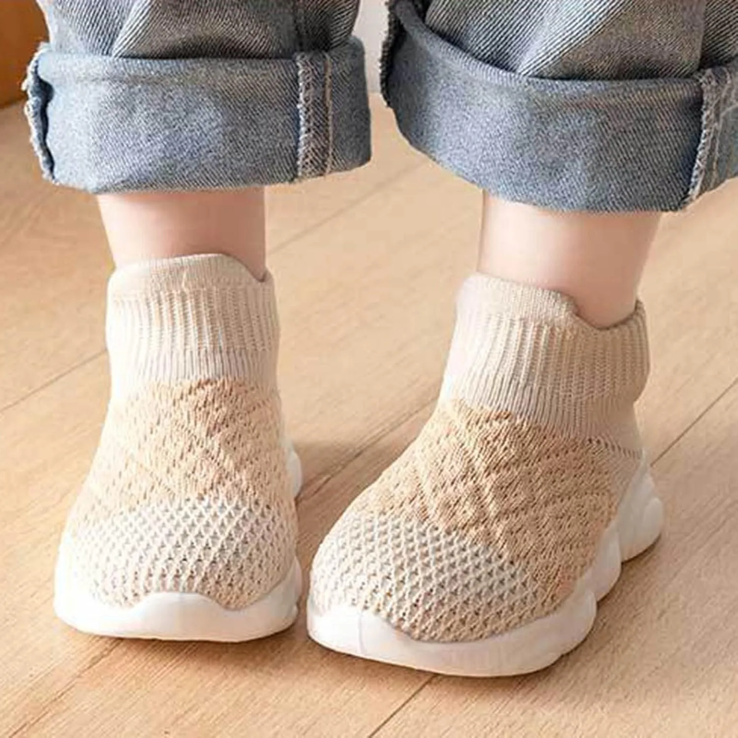 Children Shoes Fashion Thick Breathable Sneakers Baby Toddler Shoes Mesh Children Solid Color Girls Slip on Shoes Size 2