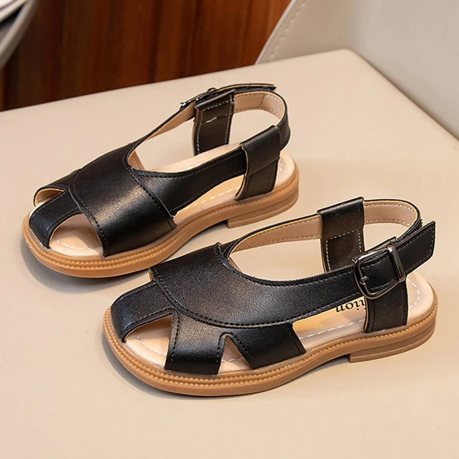 Children Shoes Flat Sandals Hollow Beach Shoes Fashion Soft Sole Girls Boys Casual Sandals Sandals for Baby Girls (Black, 10 Toddler)