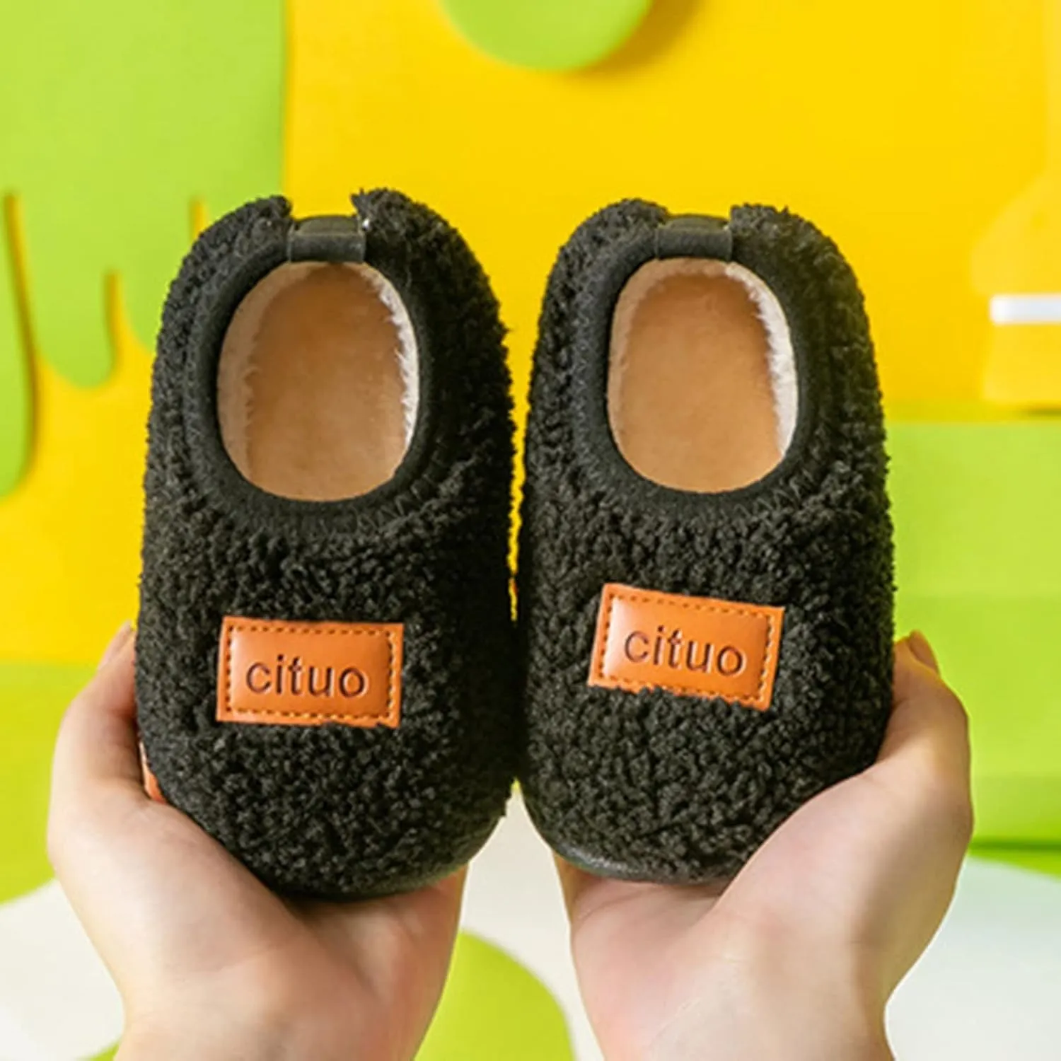 Childrens Girl Cotton Shoes Solid Color Fashion Soft Sole Winter Warm Indoor Non Slip Cotton Shoe Kid