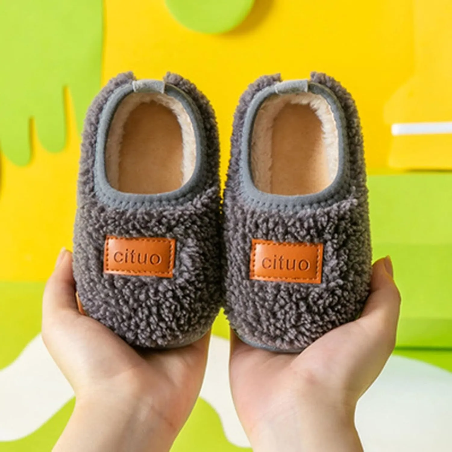 Childrens Girl Cotton Shoes Solid Color Fashion Soft Sole Winter Warm Indoor Non Slip Cotton Shoe Kid