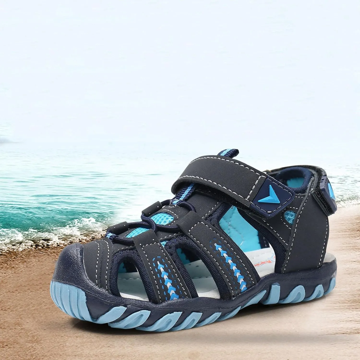 Childrens Leather Hook Loop Sandals Boys Girls Kids Soft Non Slip Adjusted Barefoot Shoes Summer Casual Breathable Shoes