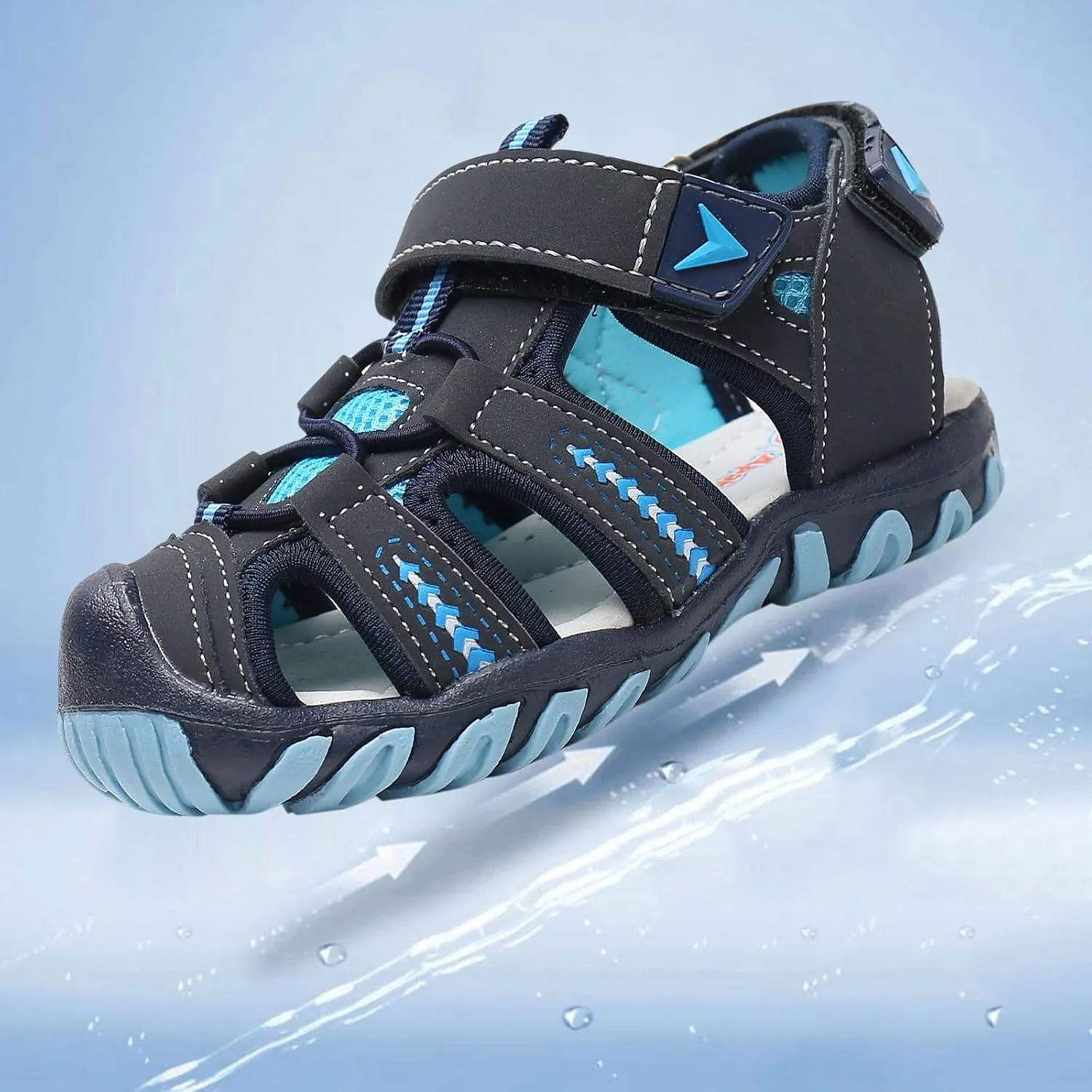 Childrens Leather Hook Loop Sandals Boys Girls Kids Soft Non Slip Adjusted Barefoot Shoes Summer Casual Breathable Shoes