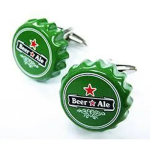 Cufflinks - Green Beer & Ale Bottle Cap