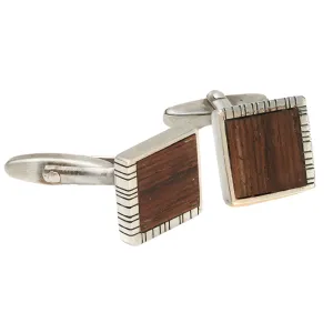 Cufflinks Silver/Wood=Pangapanga