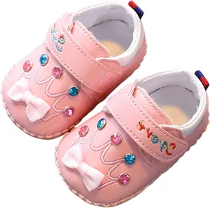 Cute artoon Baby Leather Prewalker Shoes Soft Sole occasins Infant Toddler Slip On First Jelly Flip Flops for Kids