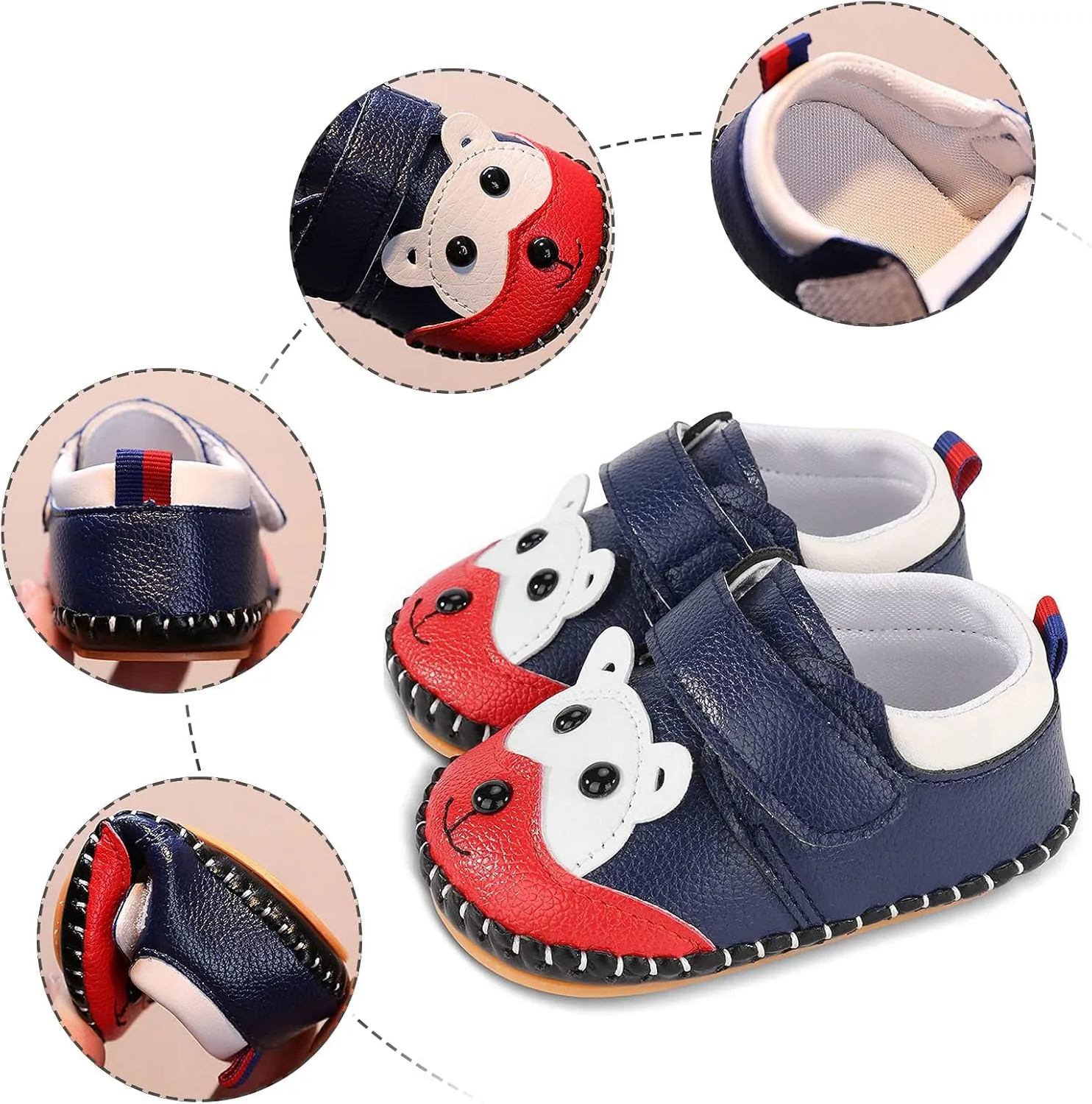 Cute artoon Baby Leather Prewalker Shoes Soft Sole occasins Infant Toddler Slip On First Jelly Flip Flops for Kids