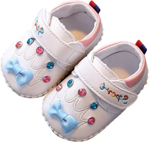 Cute artoon Baby Leather Prewalker Shoes Soft Sole occasins Infant Toddler Slip On First Jelly Flip Flops for Kids