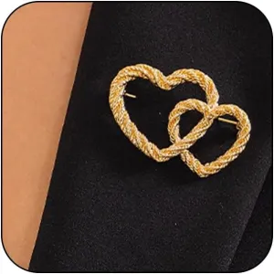 Dainty Gold Heart Bow Brooch Pins for Women, Chunky Silver Hollow Love Brooches Lapel Pin Badge Tie Brooch Valentine Jewelry Gift Costume Accessories