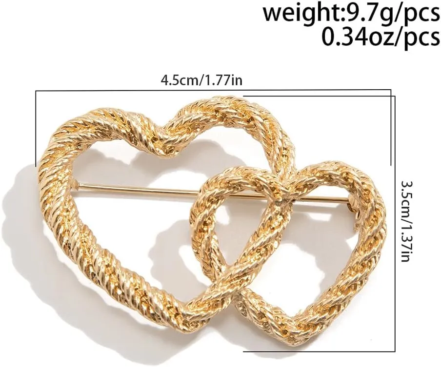 Dainty Gold Heart Bow Brooch Pins for Women, Chunky Silver Hollow Love Brooches Lapel Pin Badge Tie Brooch Valentine Jewelry Gift Costume Accessories