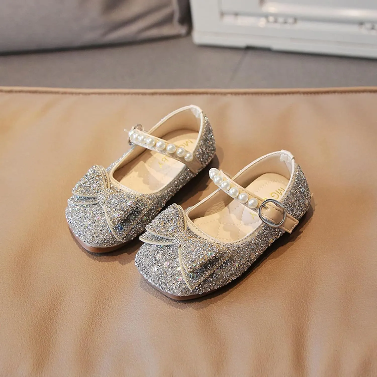 Dress Shoes for Girls,1-11 Years Fashion Girls Casual Shoes Rhinestone Sequin Bow Buckle Dance Shoes Toddler Shoes