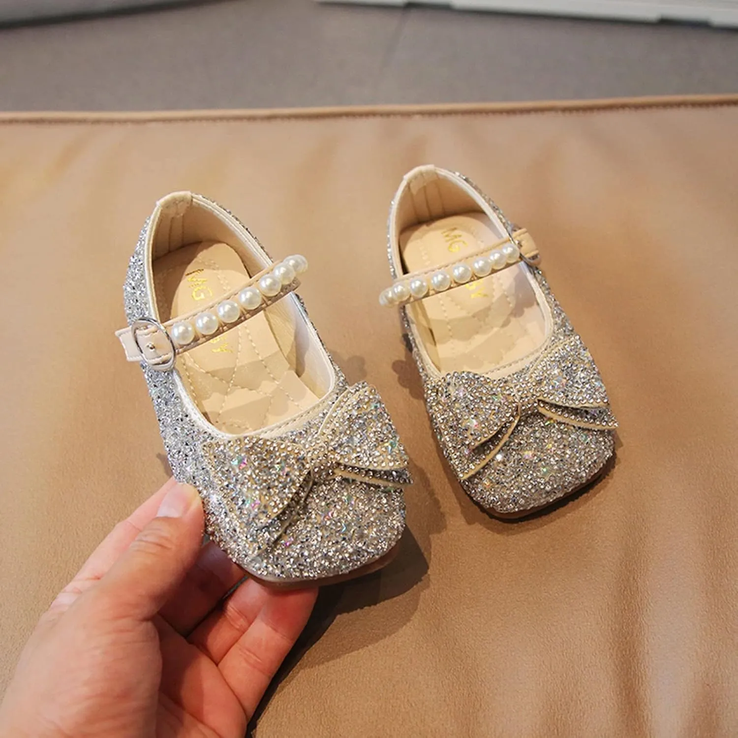 Dress Shoes for Girls,1-11 Years Fashion Girls Casual Shoes Rhinestone Sequin Bow Buckle Dance Shoes Toddler Shoes