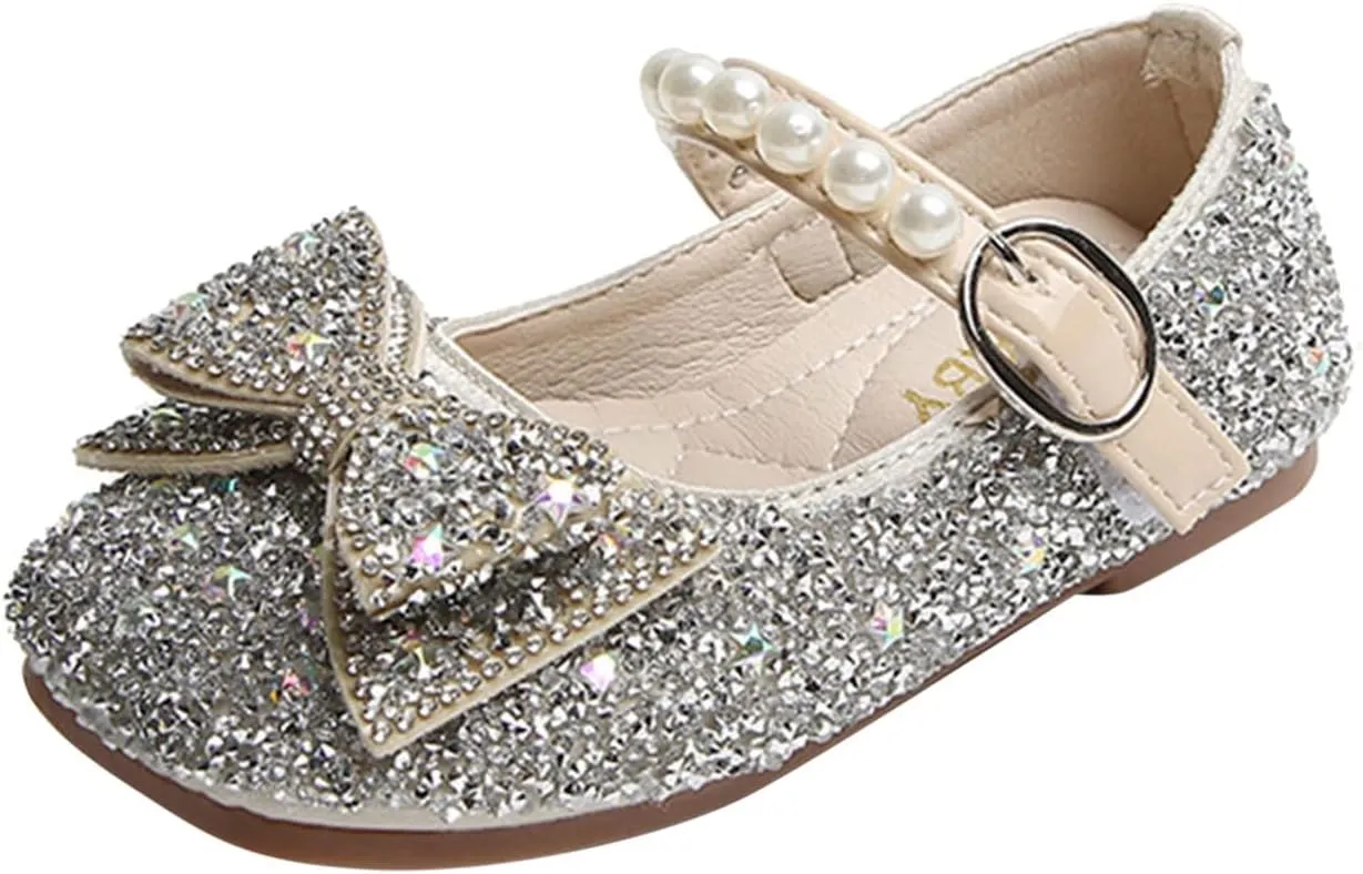 Dress Shoes for Girls,1-11 Years Fashion Girls Casual Shoes Rhinestone Sequin Bow Buckle Dance Shoes Toddler Shoes