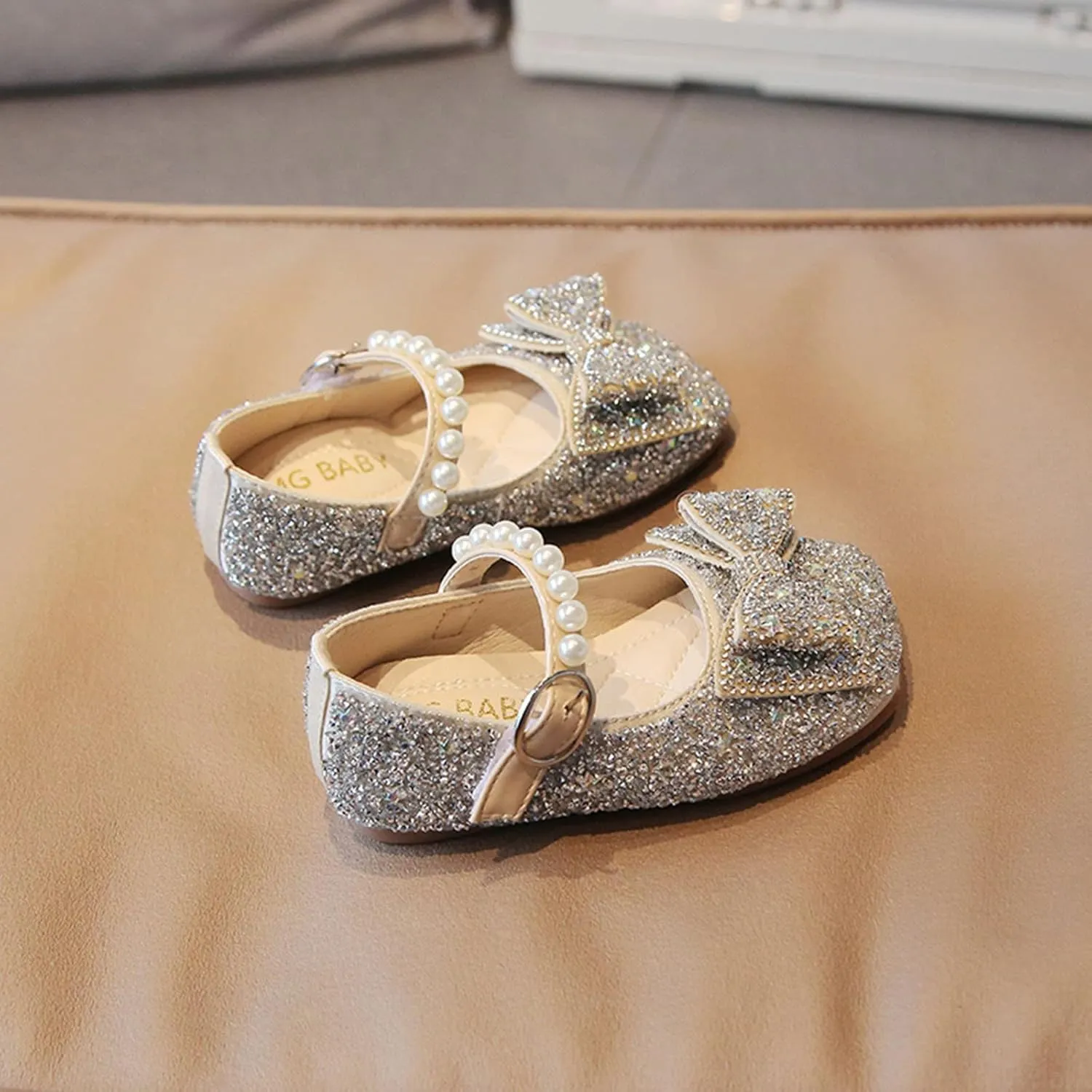 Dress Shoes for Girls,1-11 Years Fashion Girls Casual Shoes Rhinestone Sequin Bow Buckle Dance Shoes Toddler Shoes