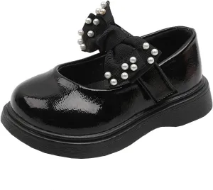 Dress Shoes for Girls,1-6 Years Girls Sandals Children Shoes Pearl Bow Tie Hook Loop Princess Dance Shoes Baby Shoes