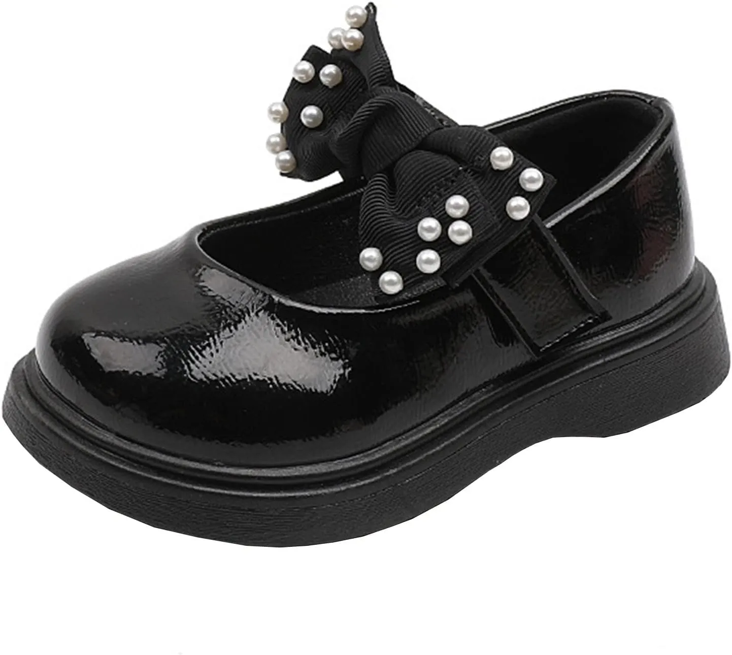 Dress Shoes for Girls,1-6 Years Girls Sandals Children Shoes Pearl Bow Tie Hook Loop Princess Dance Shoes Baby Shoes