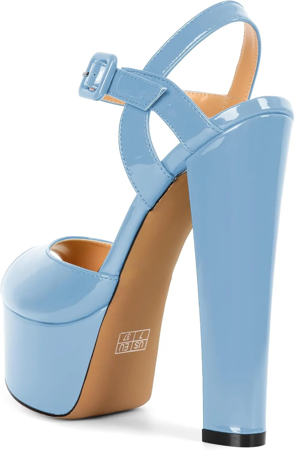 Eldof Womens Platform Sandals Chuncky High Heel Pumps 6" Ankle Strap Peep Toe Sandal Heels Party Dress Casual Shoes