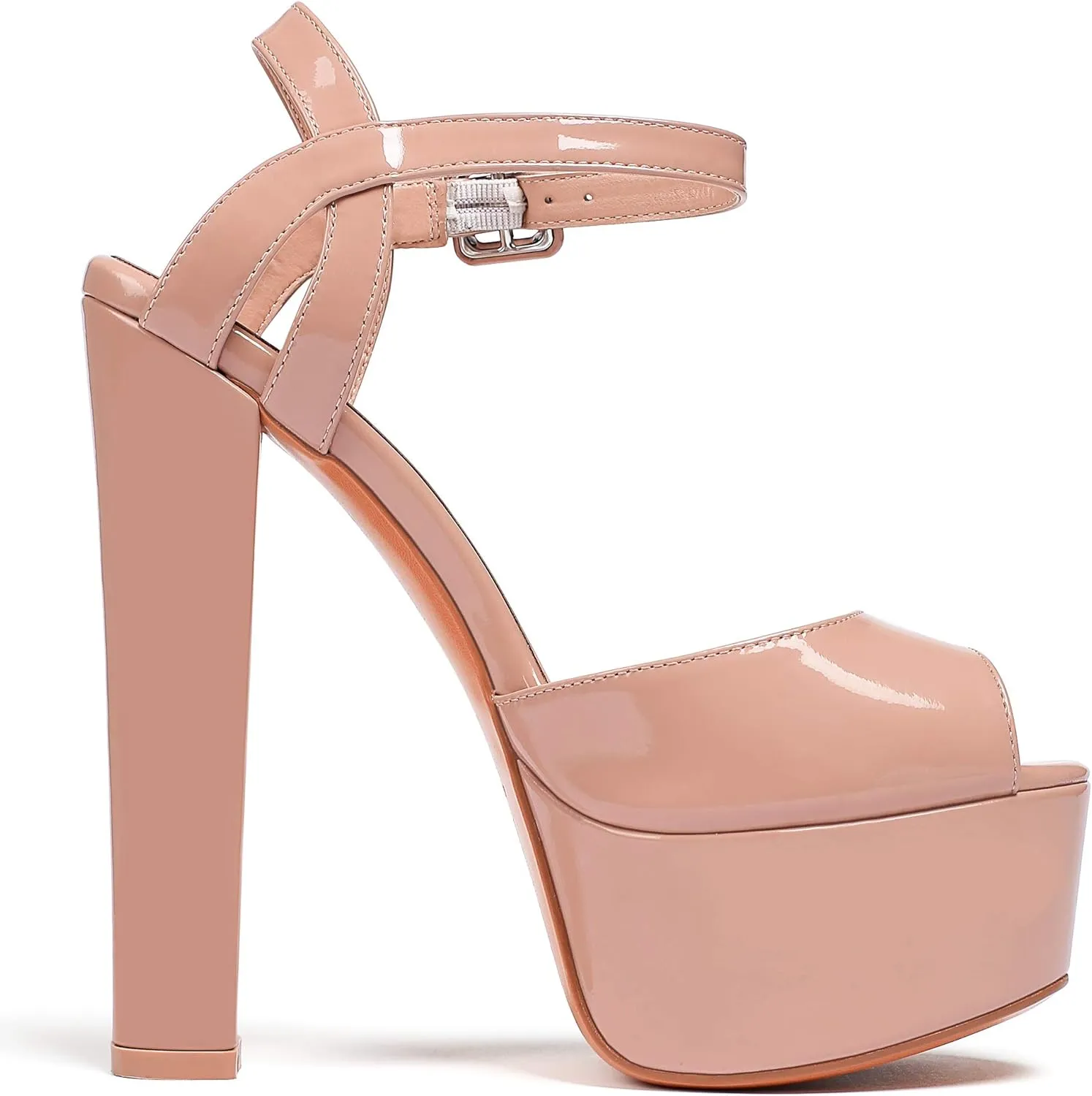 Eldof Womens Platform Sandals Chuncky High Heel Pumps 6" Ankle Strap Peep Toe Sandal Heels Party Dress Casual Shoes