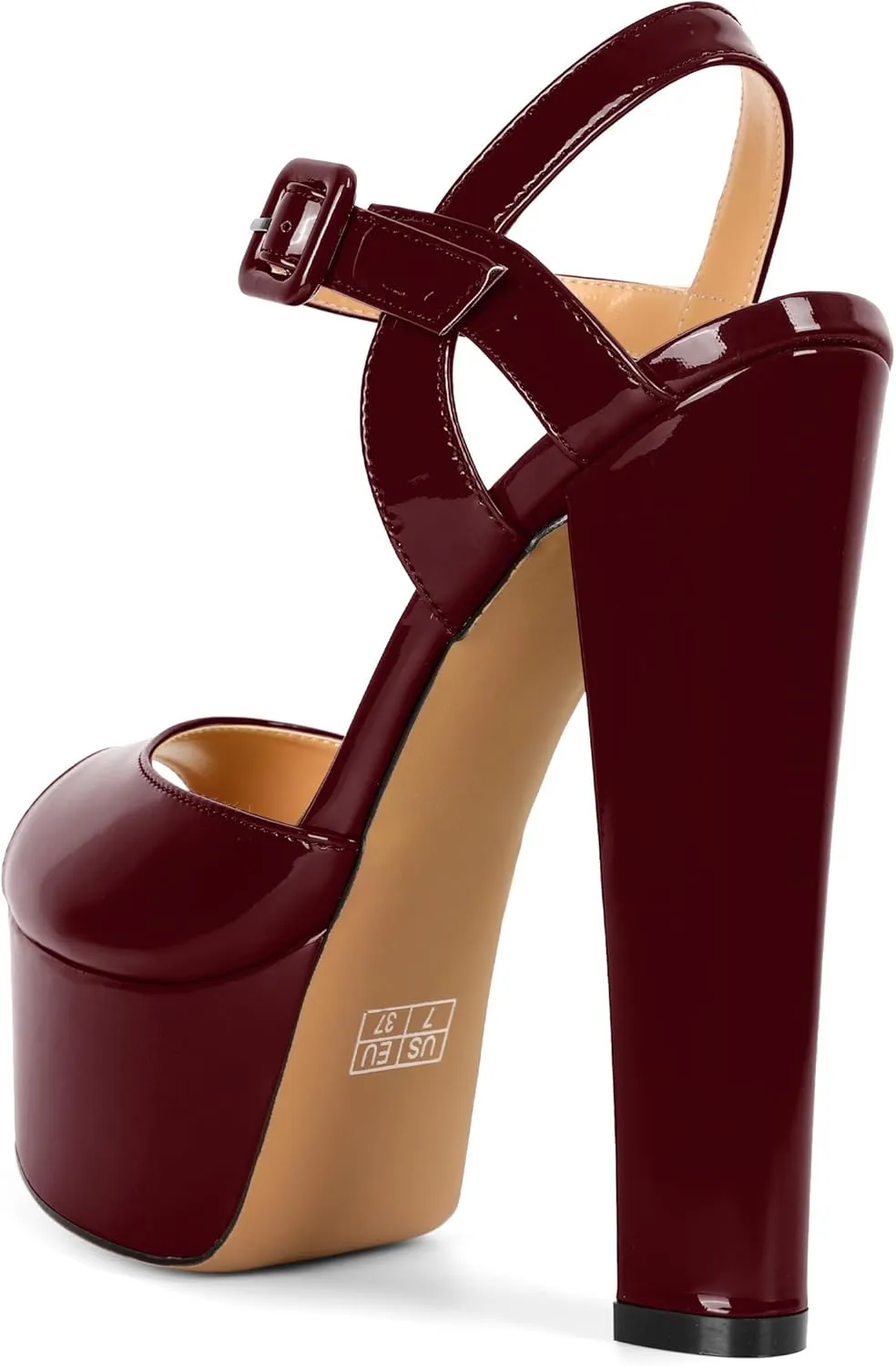 Eldof Womens Platform Sandals Chuncky High Heel Pumps 6" Ankle Strap Peep Toe Sandal Heels Party Dress Casual Shoes
