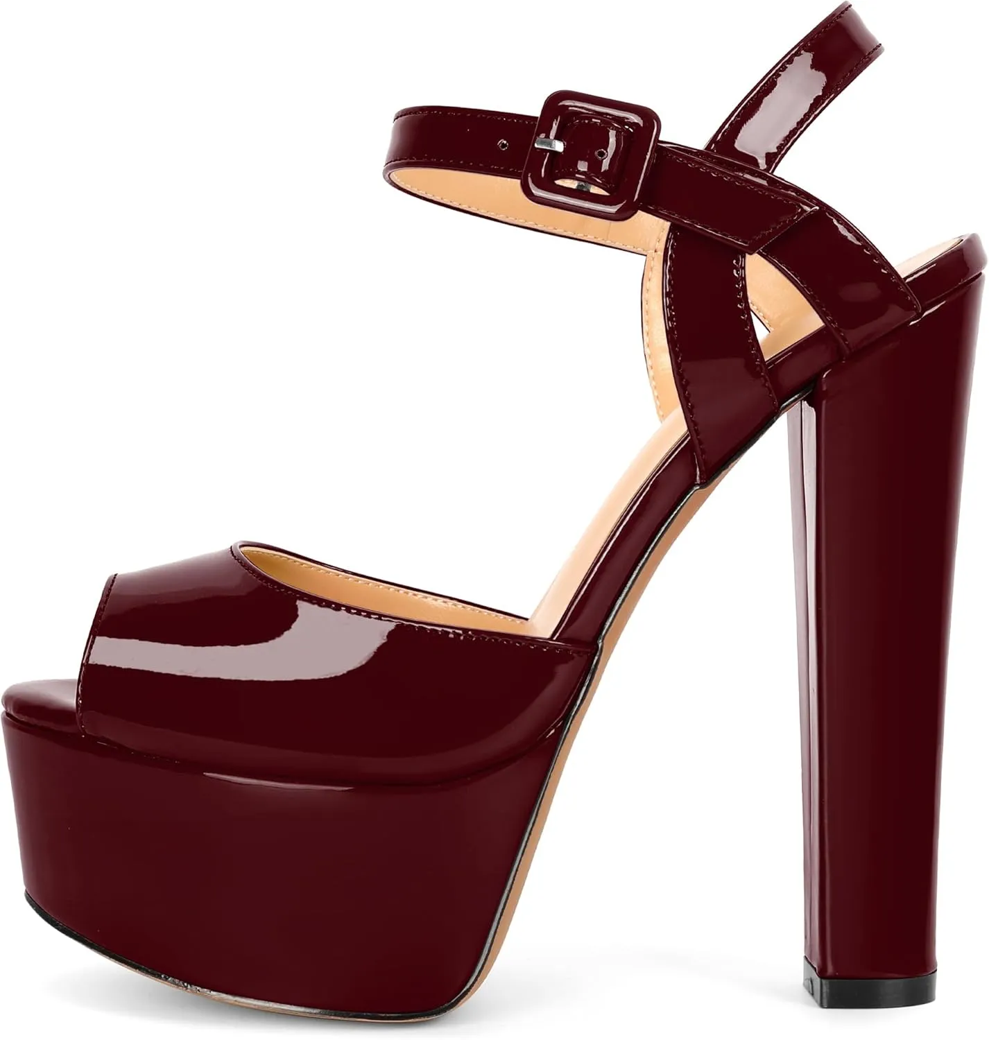 Eldof Womens Platform Sandals Chuncky High Heel Pumps 6" Ankle Strap Peep Toe Sandal Heels Party Dress Casual Shoes