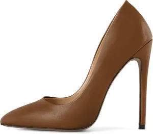 Eldof Women's Stilettos High Heels Slip On Pointed Closed Toe Classic Wedding Party Dressy Pumps 4.7 Inches