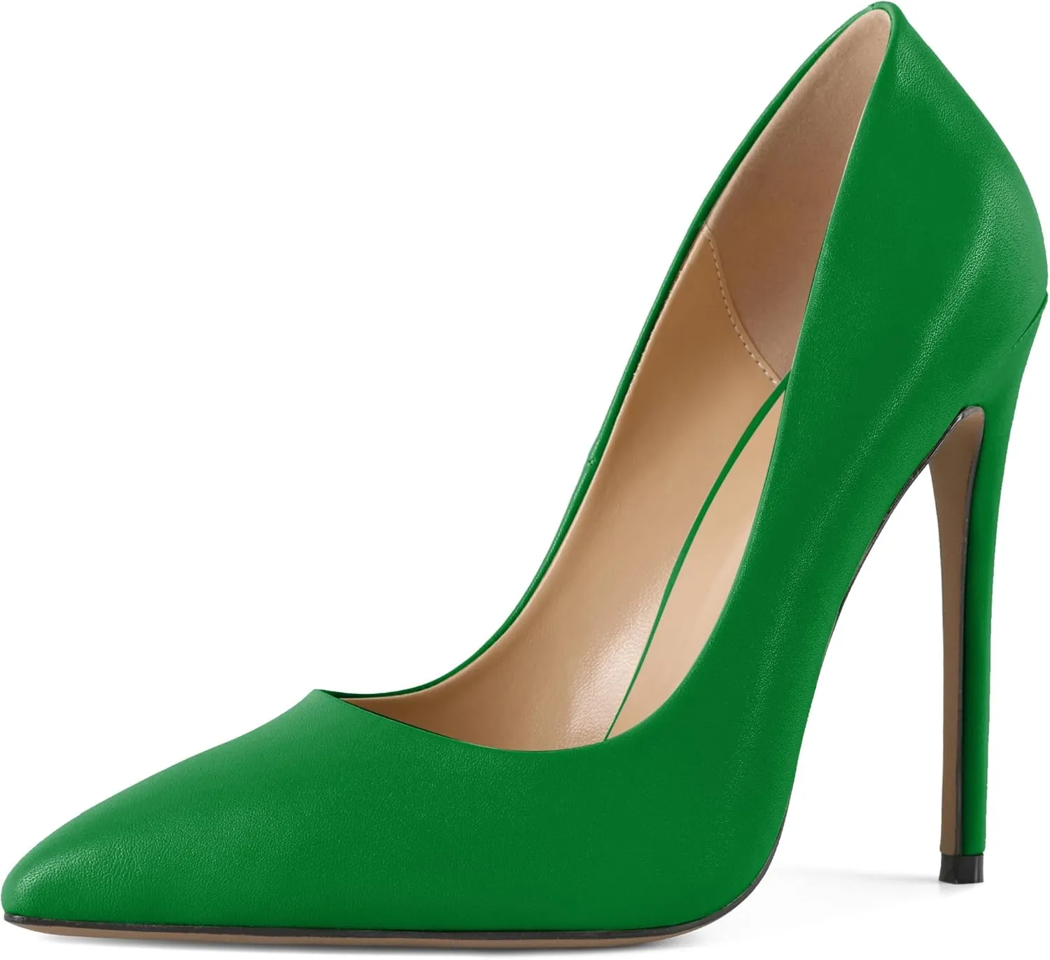 Eldof Women's Stilettos High Heels Slip On Pointed Closed Toe Classic Wedding Party Dressy Pumps 4.7 Inches