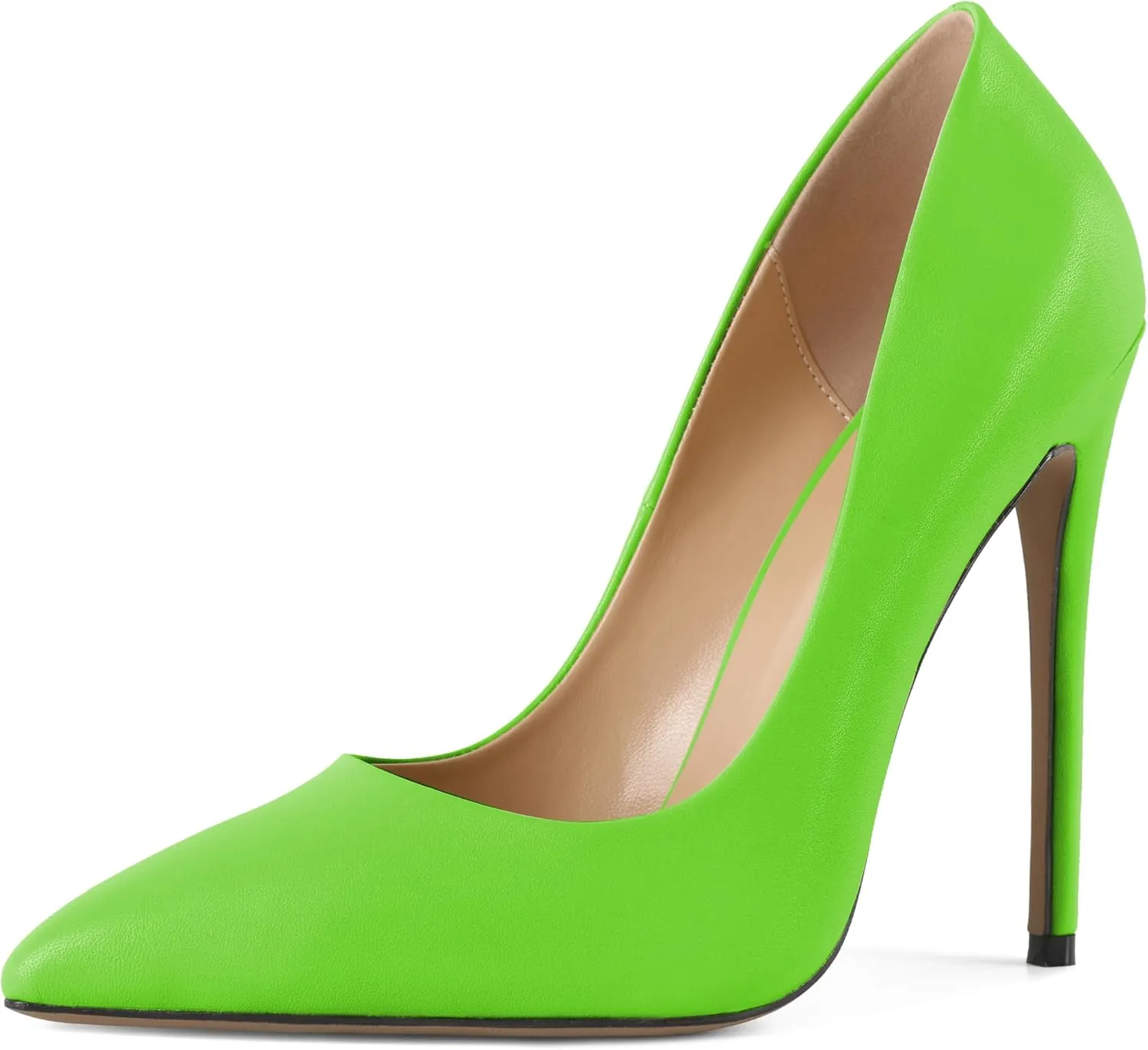 Eldof Women's Stilettos High Heels Slip On Pointed Closed Toe Classic Wedding Party Dressy Pumps 4.7 Inches