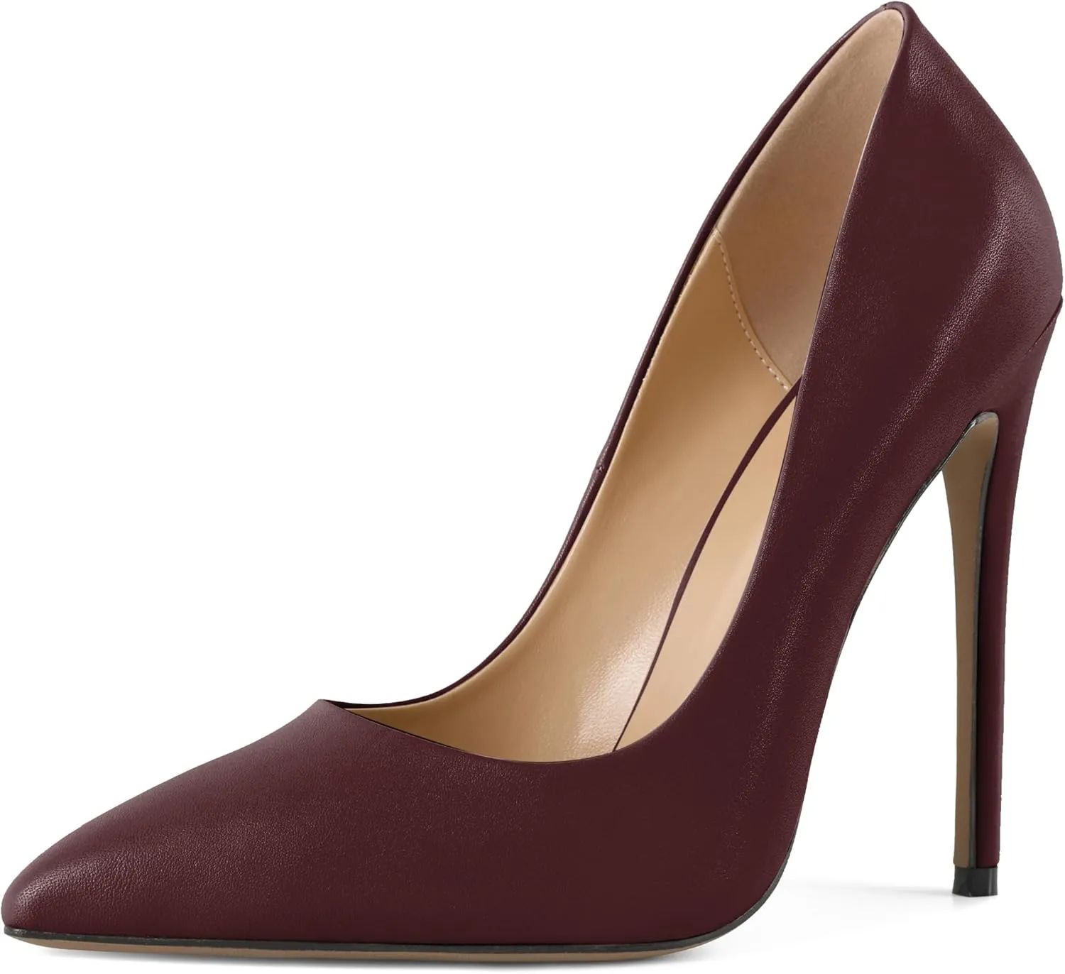 Eldof Women's Stilettos High Heels Slip On Pointed Closed Toe Classic Wedding Party Dressy Pumps 4.7 Inches