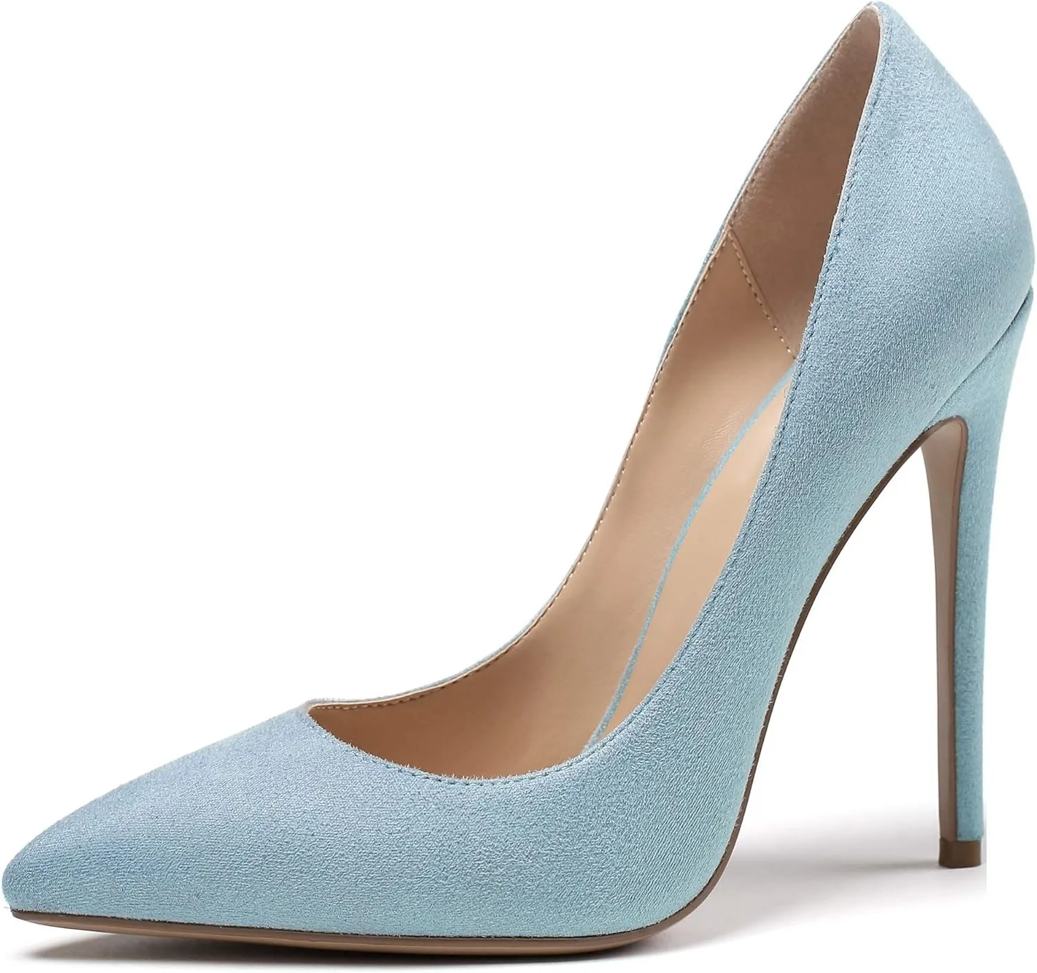 Eldof Women's Stilettos High Heels Slip On Pointed Closed Toe Classic Wedding Party Dressy Pumps 4.7 Inches