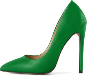 Eldof Women's Stilettos High Heels Slip On Pointed Closed Toe Classic Wedding Party Dressy Pumps 4.7 Inches