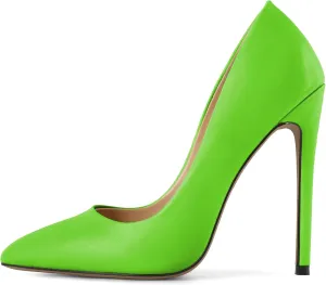 Eldof Women's Stilettos High Heels Slip On Pointed Closed Toe Classic Wedding Party Dressy Pumps 4.7 Inches