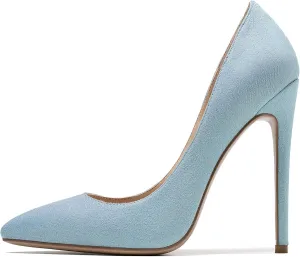 Eldof Women's Stilettos High Heels Slip On Pointed Closed Toe Classic Wedding Party Dressy Pumps 4.7 Inches
