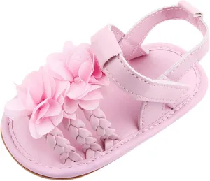 EnJoCho 0-18 Months Baby Boy Girl Summer Flower Sandals Non Slip Soft Sole Open Toe Toddler First Walker Crib Dress
