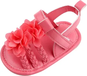 EnJoCho 0-18 Months Baby Boy Girl Summer Flower Sandals Non Slip Soft Sole Open Toe Toddler First Walker Crib Dress